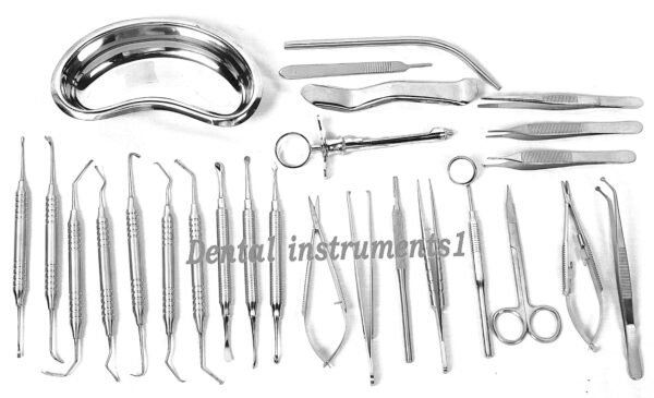 26 Pcs New Micro Surgery Kit Oral Surgery instruments kidney tray set