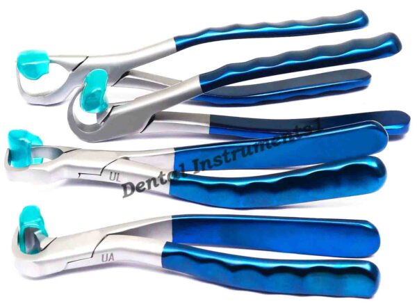 Dental Extraction Forceps Set of 4 Pcs Standard Series Kit 20 Bumpers Free