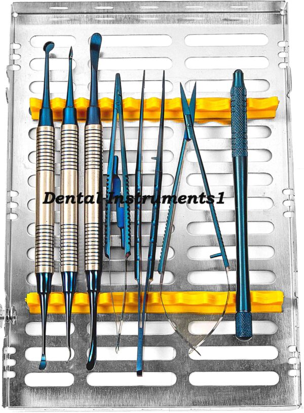 Micro Periodontal Oral Surgery Kit Dental Instruments surgical 8 pcs blue