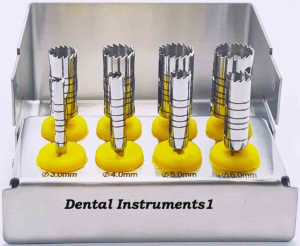 Long Trephine Drills Kit 8 Pcs Dental Implant Surgery