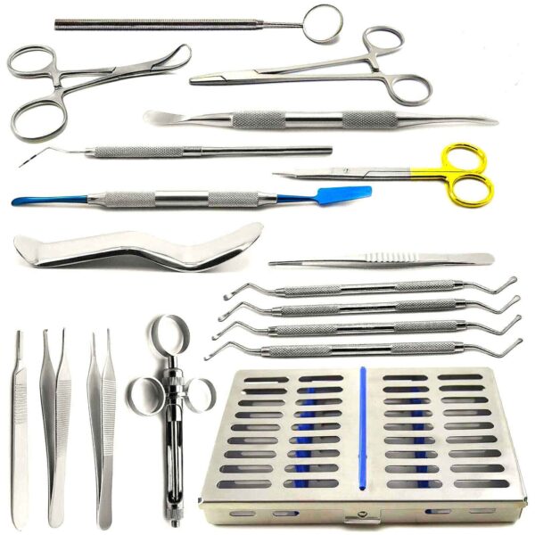 Dental Surgical Instruments Kit Implant Oral Surgery Sterilization cassette Tray 19 pieces