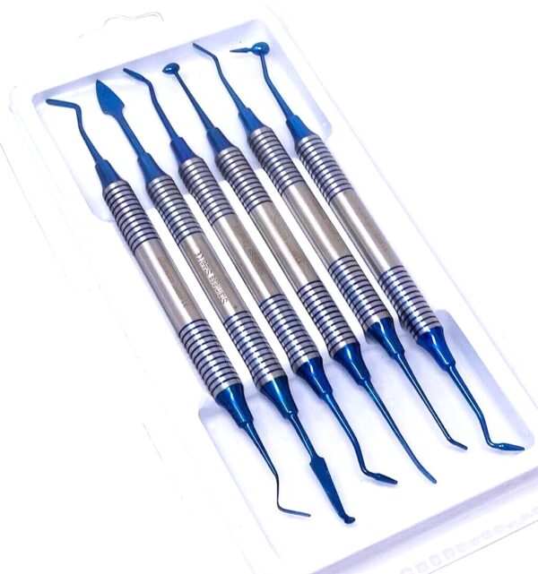 Dental Composite Filling Instrument 6 pcs blue coating