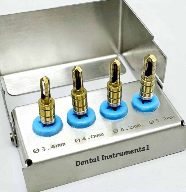 Dental Implant Self Grinding Bone Meal Drill with Disinfection Box 4pcs Kit