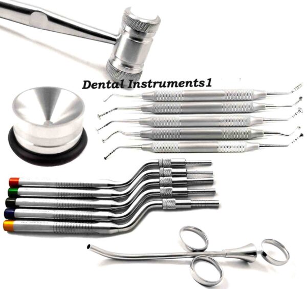 Dental Implant Sinus Lift Kit Offset Osteotome Mushroom Elevators Mallet Hammer