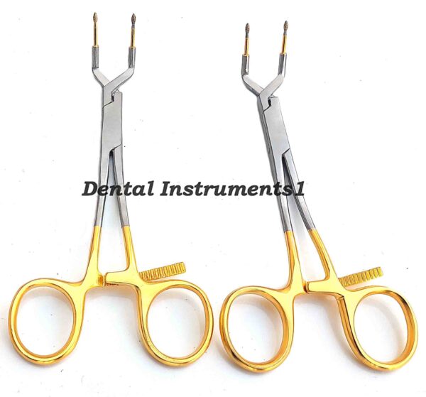 Keramo grip forceps 14.5 cm curved crown holder holding jaw diamond insert 2 PCS